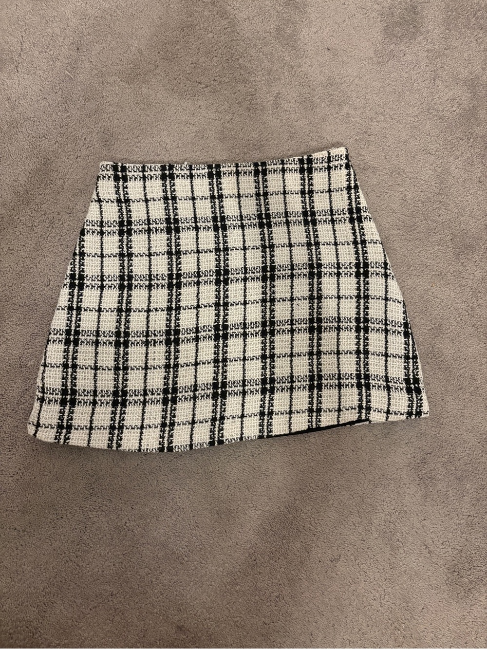 Lulu's Black and White Plaid Tweed Mini Skirt